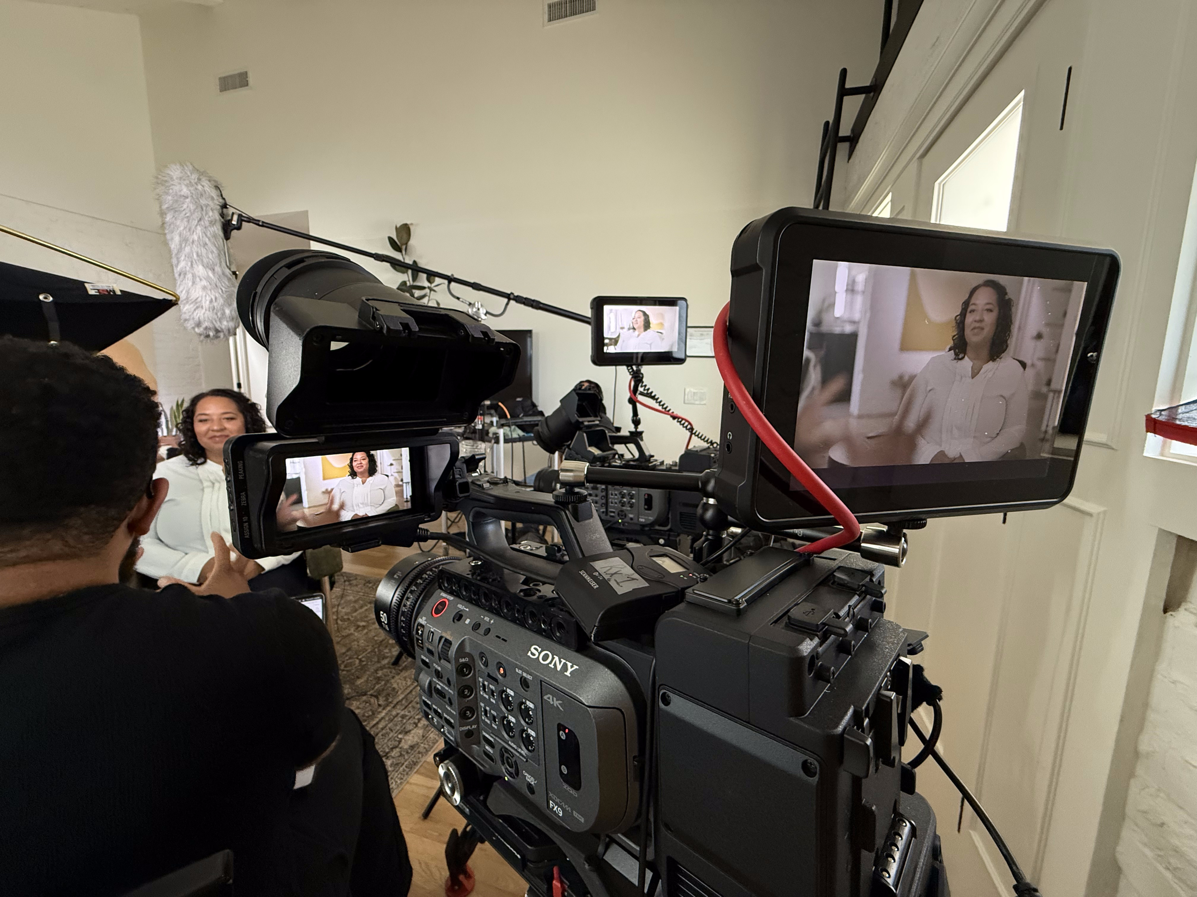 Camera rig with triple monitor setup